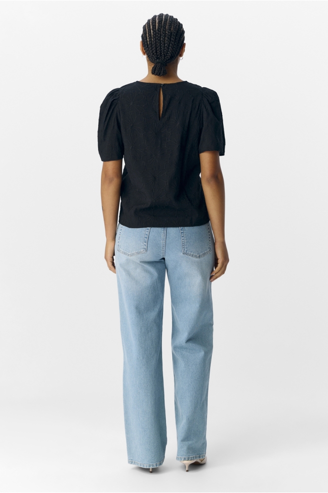OBJILLY S/S RE O-NECK TOP 138 23046466 BLACK